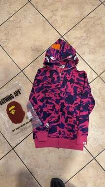 A Bathing Ape Color Camo Shark Full Zip Hoodie Pink/Purple